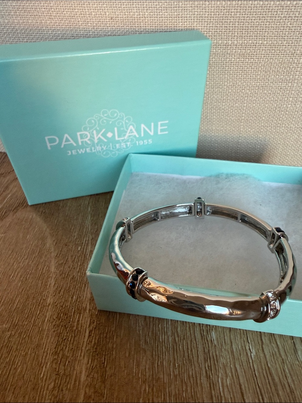 Park Lane Silver Sculpted Stretch Bangle Bracelet - Silver